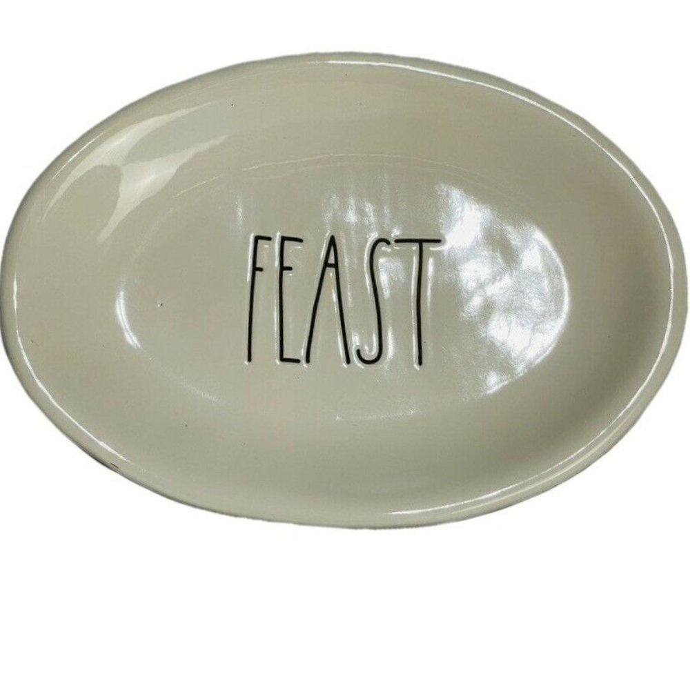 RAE DUNN ARTISAN COLLECTION by MAGENTA "Feast" Oval Appetizer / Snack Plate New